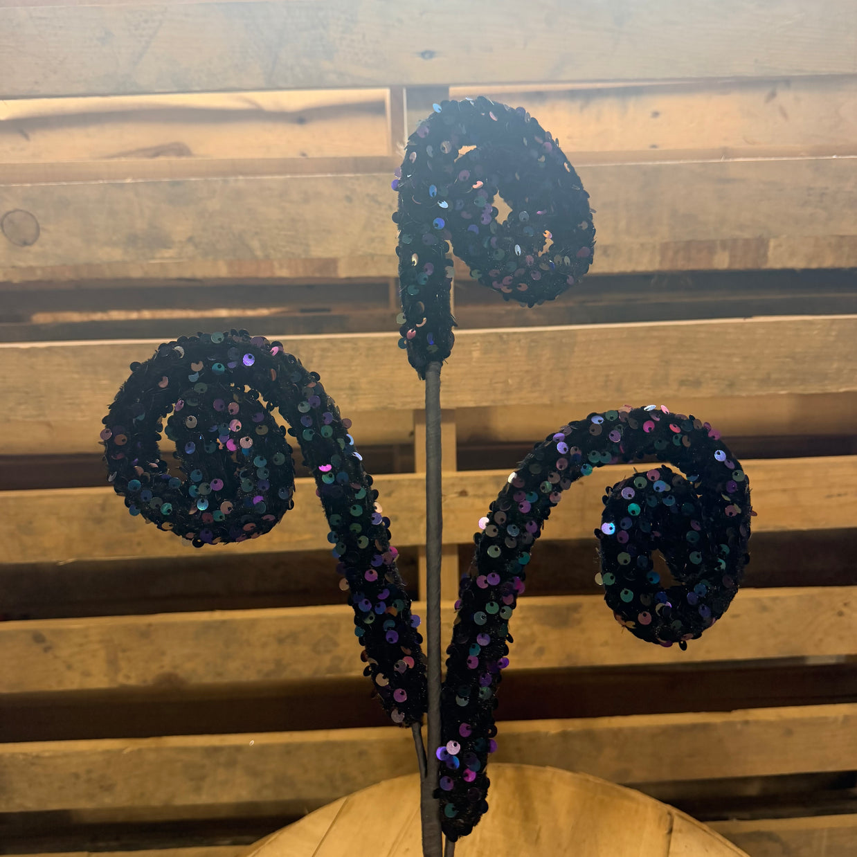 28" Black Sequin Spiral Curly Spray  -  57300BK