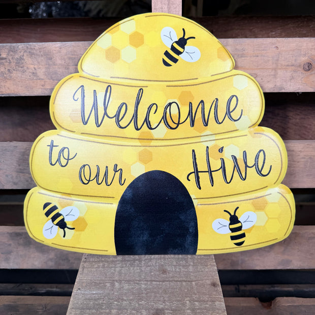 12"L METAL EMBOSSED BEEHIVE SIGN - MD0793