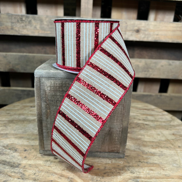 2.5 "X10YD glitter gingerbread stripe Wired Ribbon - RGC13391C