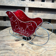 11 in red snowflake a Christmas sleigh container - 9748796