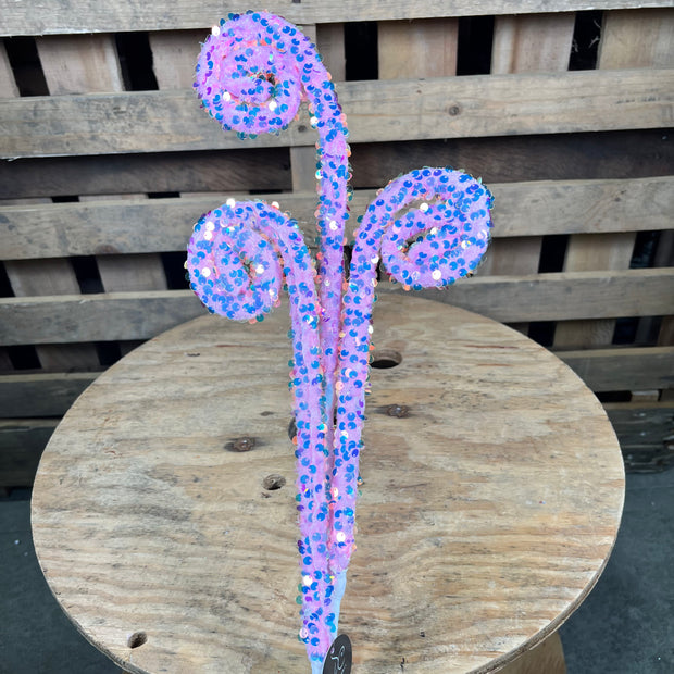 29 ”H Pink sequin curly spray - DCSP5001PK
