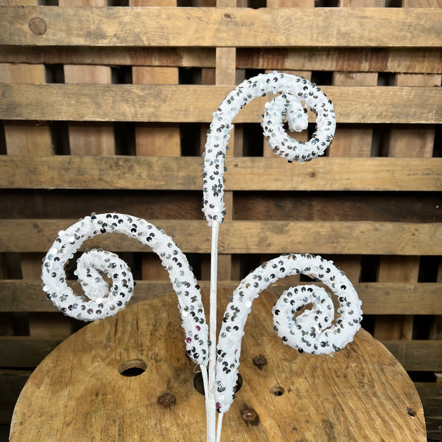 28 Inch White sequin swirl pick - 74238WT