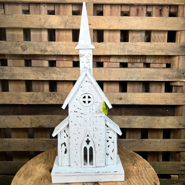 22 inch white wood church - 63553WT