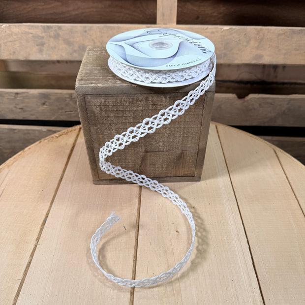 5/8” x 10Y White open weave Wired Ribbon -  RN586127