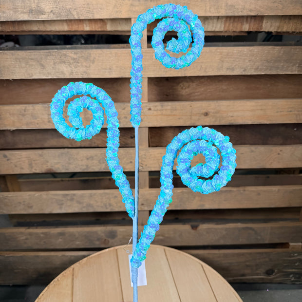 27"L  Blue sequin lace coil pick - MN054803