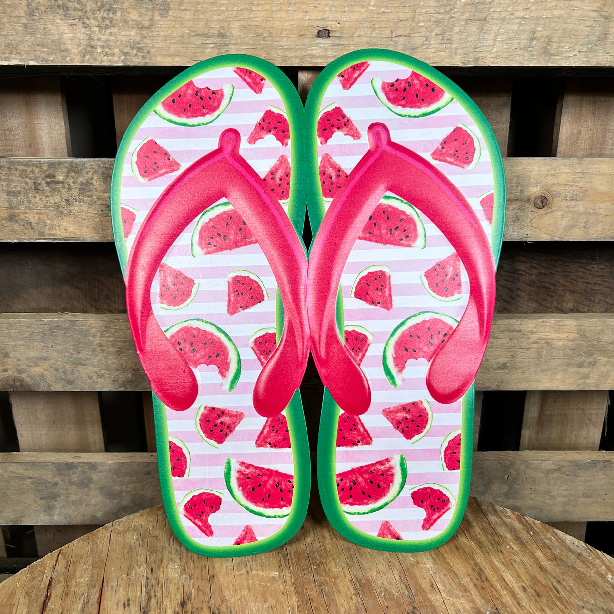 12.75"HX10"L METAL FLIP FLOPS SIGN - WATERMELON - MD1096