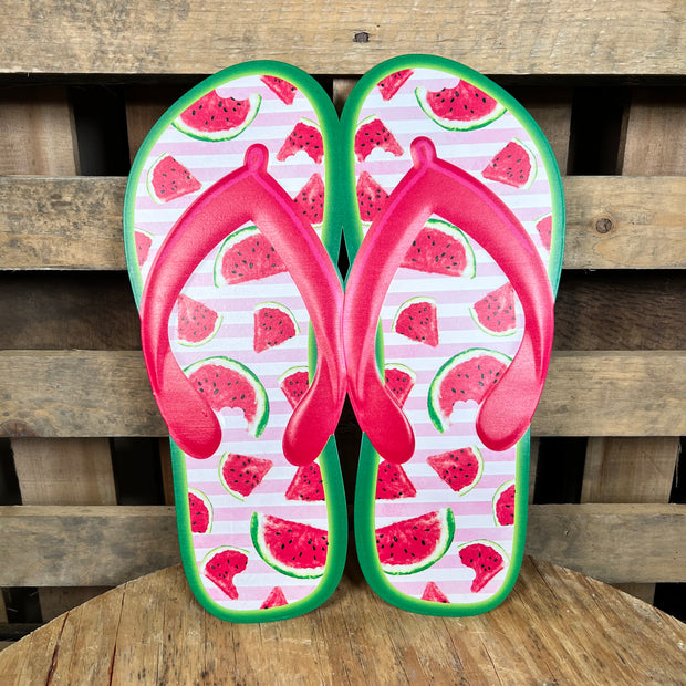 12.75"HX10"L METAL FLIP FLOPS SIGN - WATERMELON - MD1096