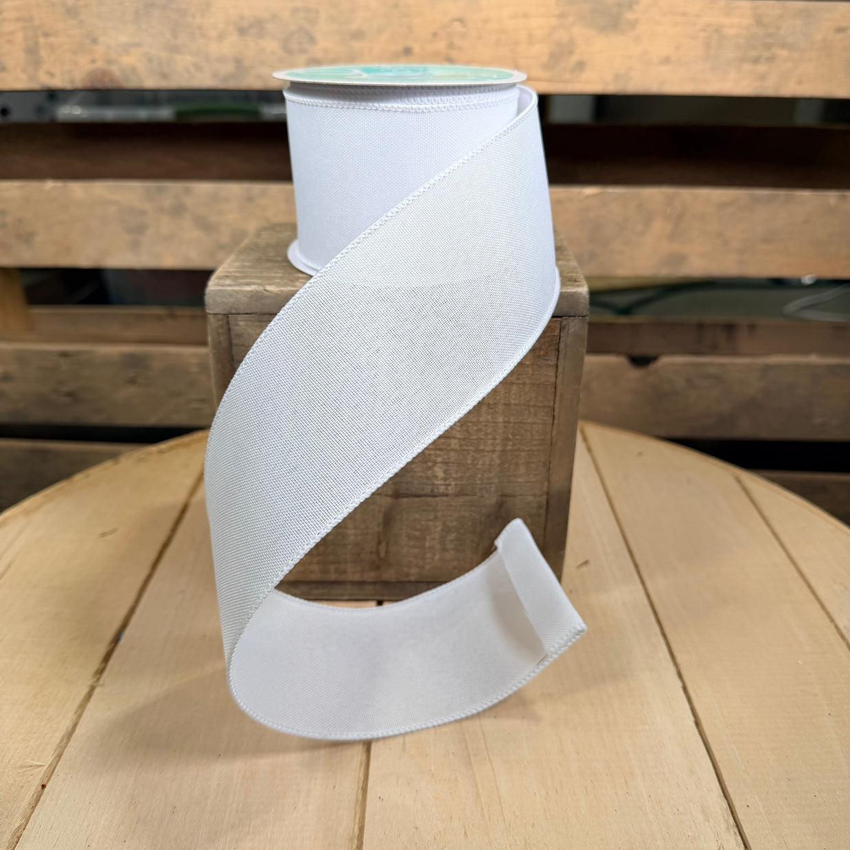 2.5" x 10Y White royal burlap Wired Ribbon - RG127927