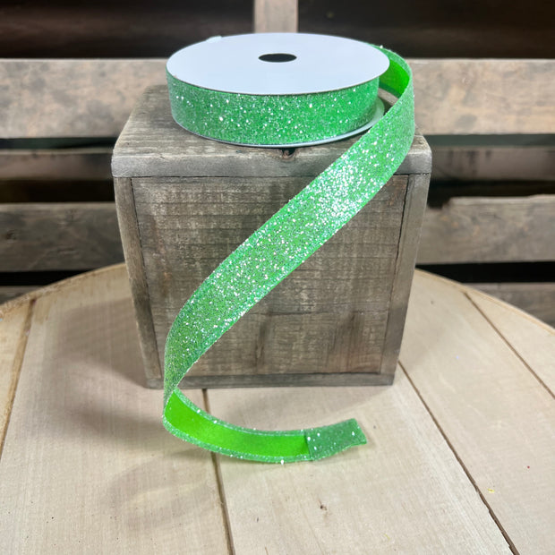 7/8" x 10Y Lime green sugar Wired Ribbon - 46420-05-09