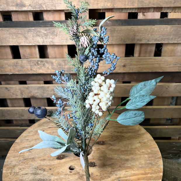 26” blue berry greenery spray - XX8580