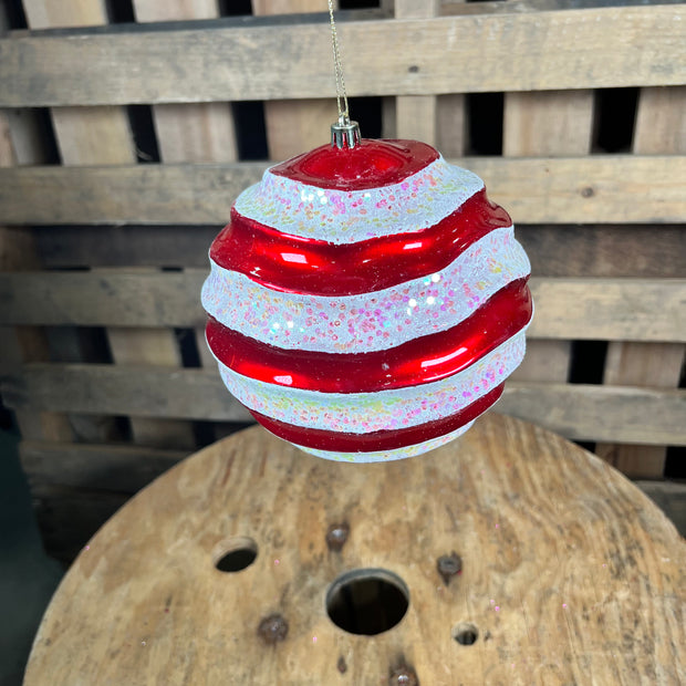 6 inch round peppermint Christmas ornament - M132073