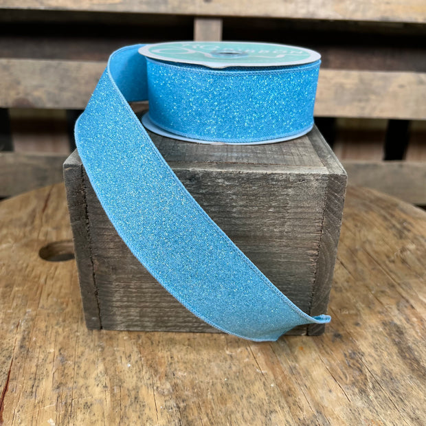 1.5"X10YD FINE GLITTER ON ROYAL - LIGHT BLUE - RGE1380H1