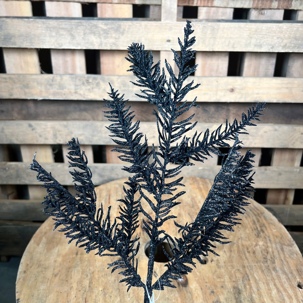 18 inch black glitter noble pine spray  - xv765802