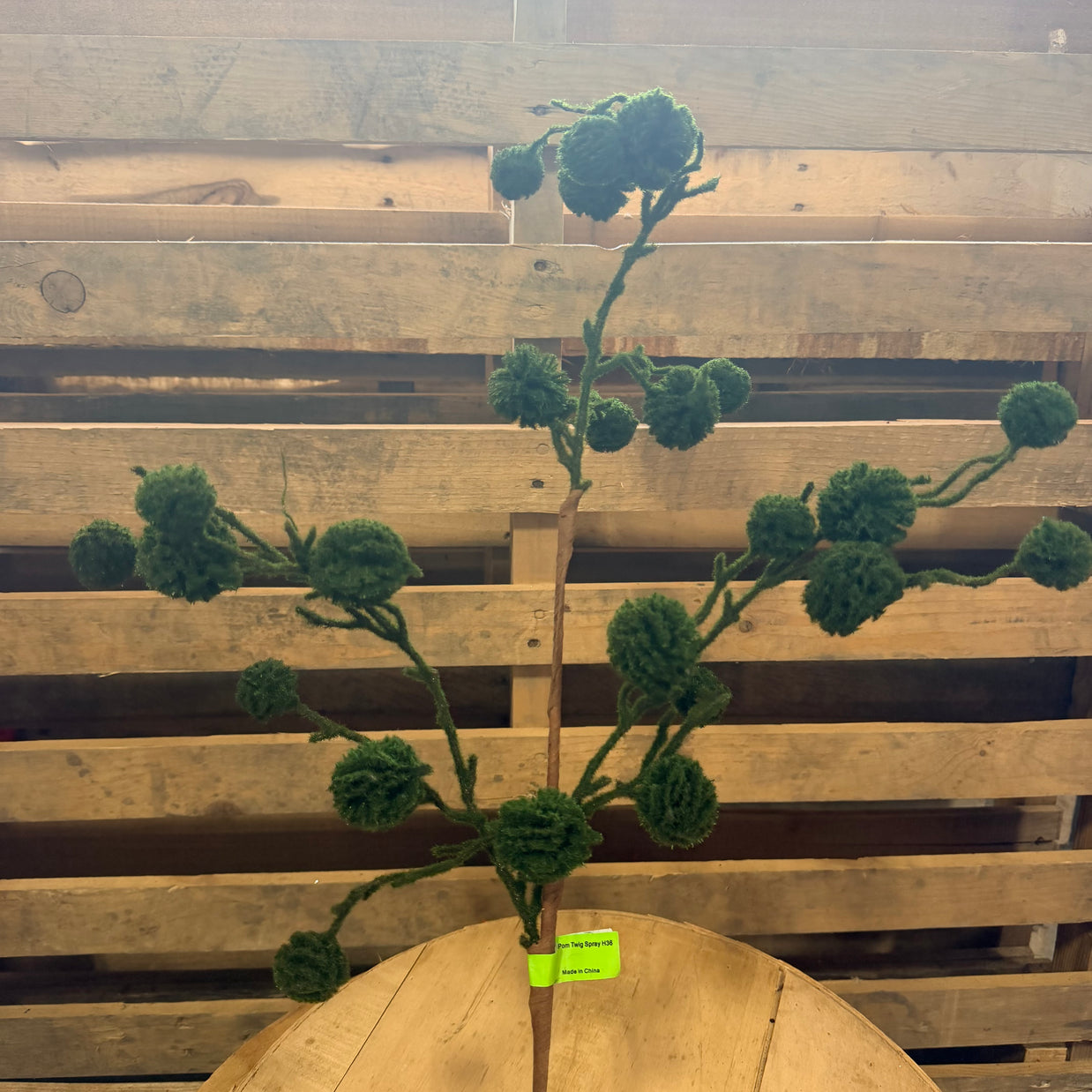 36" Green moss ball Twig Spray  - 86806GN