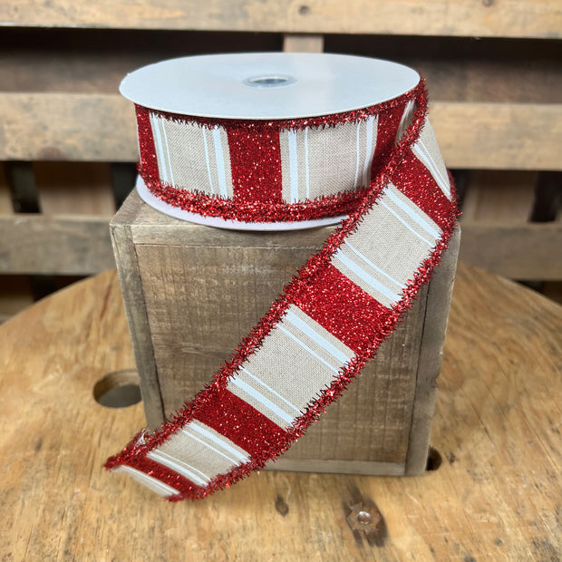 1.5"X10YD gingerbread stripe glitter Wired Ribbon - RGA807604
