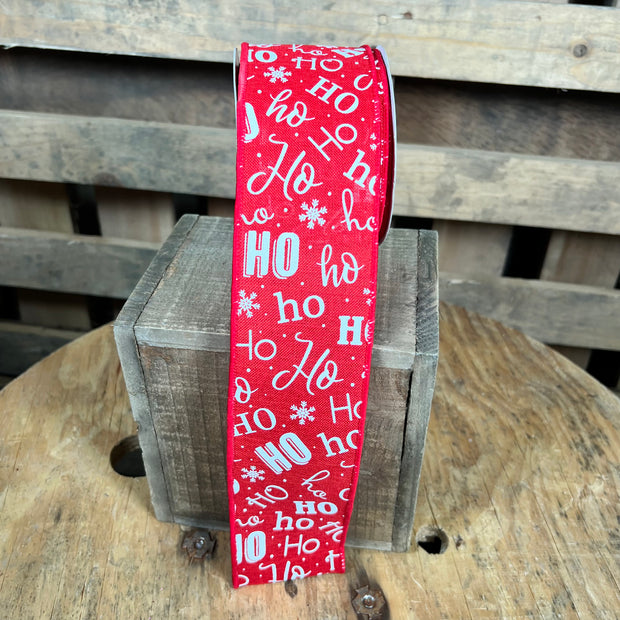 2.5 ” x 10yd  Ho Ho Ho Wired Ribbon -   RGA196724*