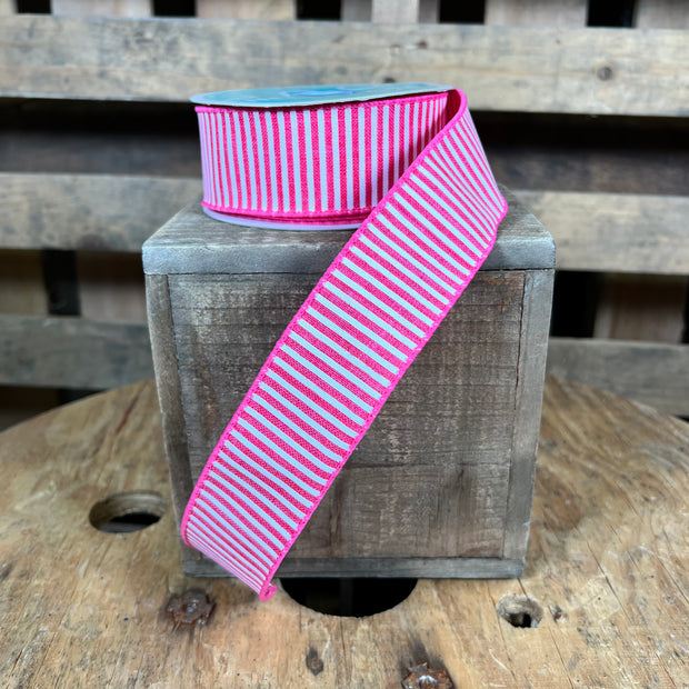 1.5" x 10Y pink stripe Wired Ribbon -  RG178011