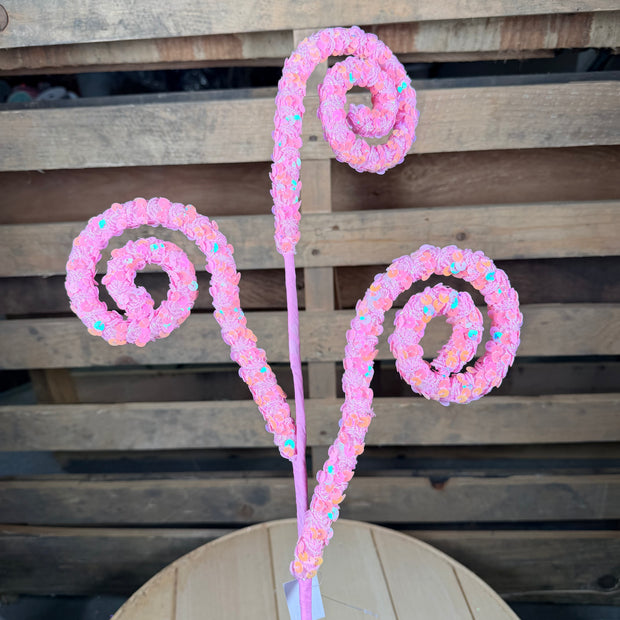 27"L  Pink sequin lace coil pick - MN054815