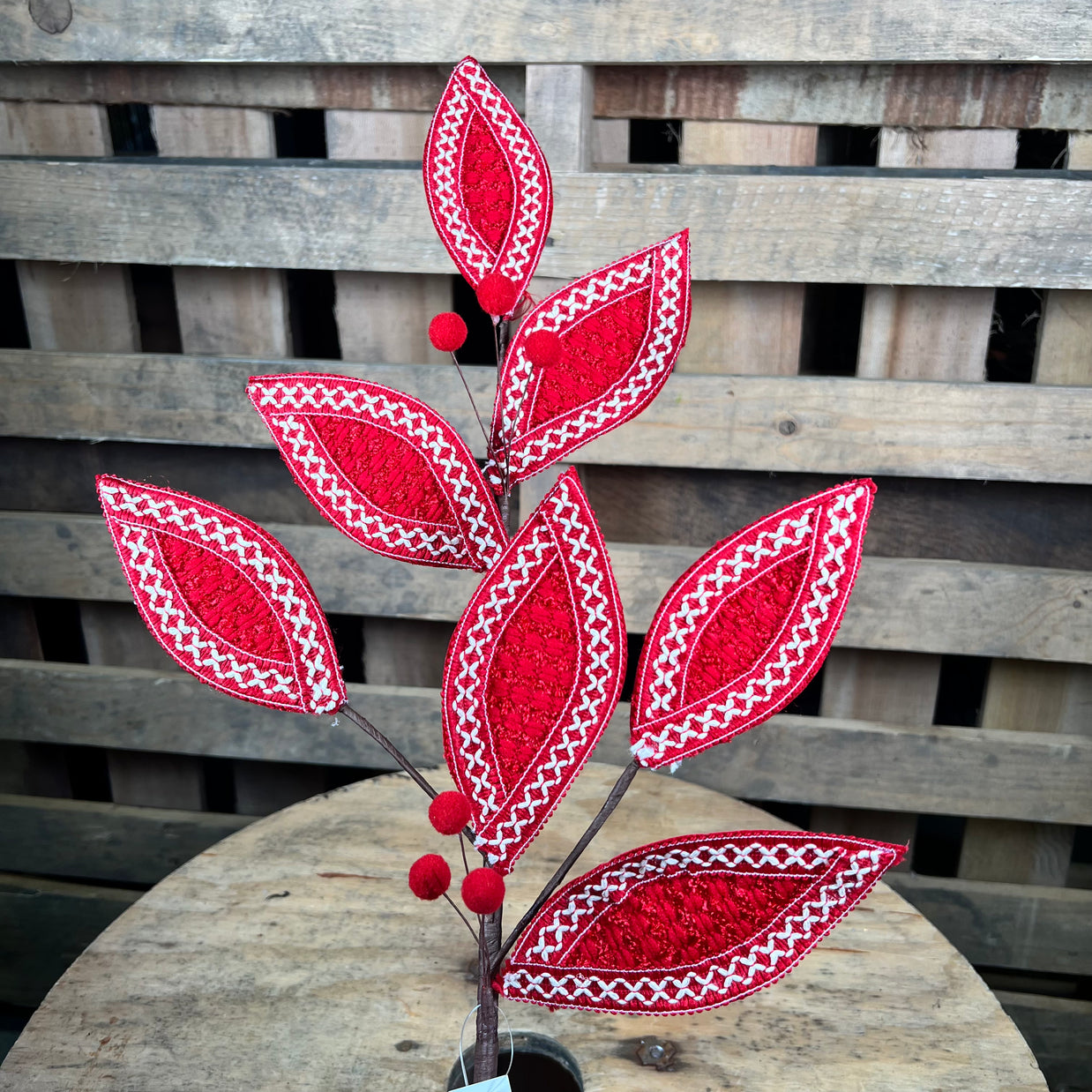 24.5"L VELVET/YARN LEAF SPRAY X7 - XS2300