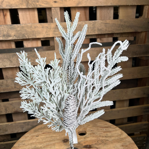20" Flocked Mixed pine spray  - 38325