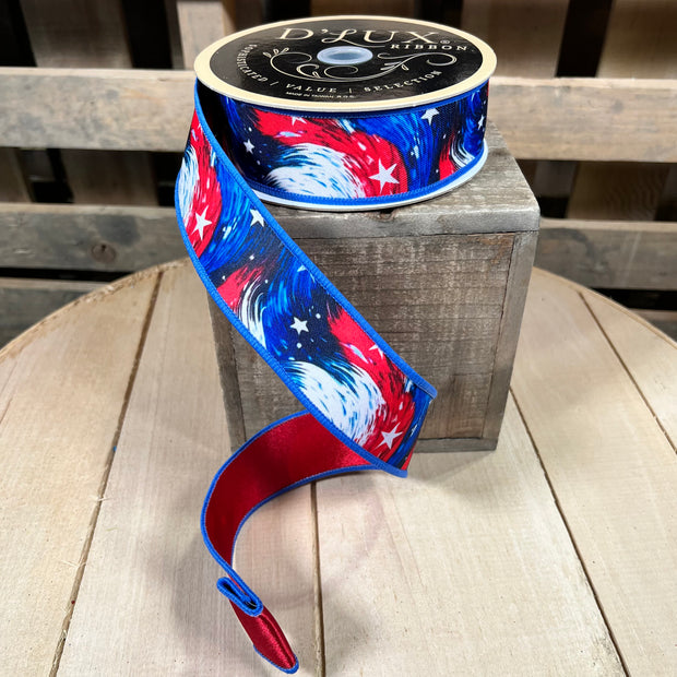 1.5” x 10yd  Stars and Stripes Wired Ribbon - LX118219