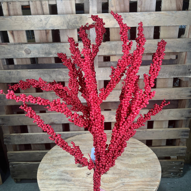 40” red glitter berry spray - EC4285