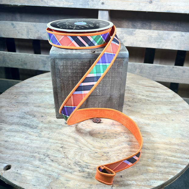 7/8” x 10yd Halloween plaid d’lux ribbon - LX1117RY