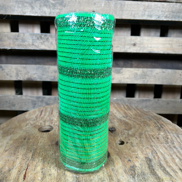 10"X10YD TINSEL STRIPE  MESH - LIME GREEN - RY840130