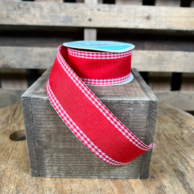 1.5"X10YD ROYAL BURLAP GINGHAM EDGE - RED/WHITE - RGA1098F3