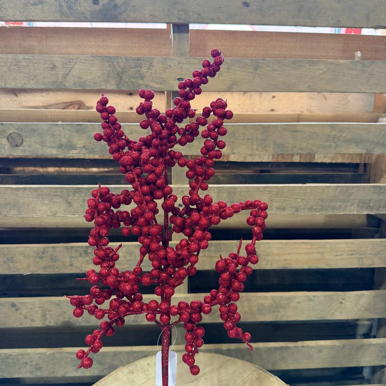 27” Red Glitter berry cluster pick - EC441824