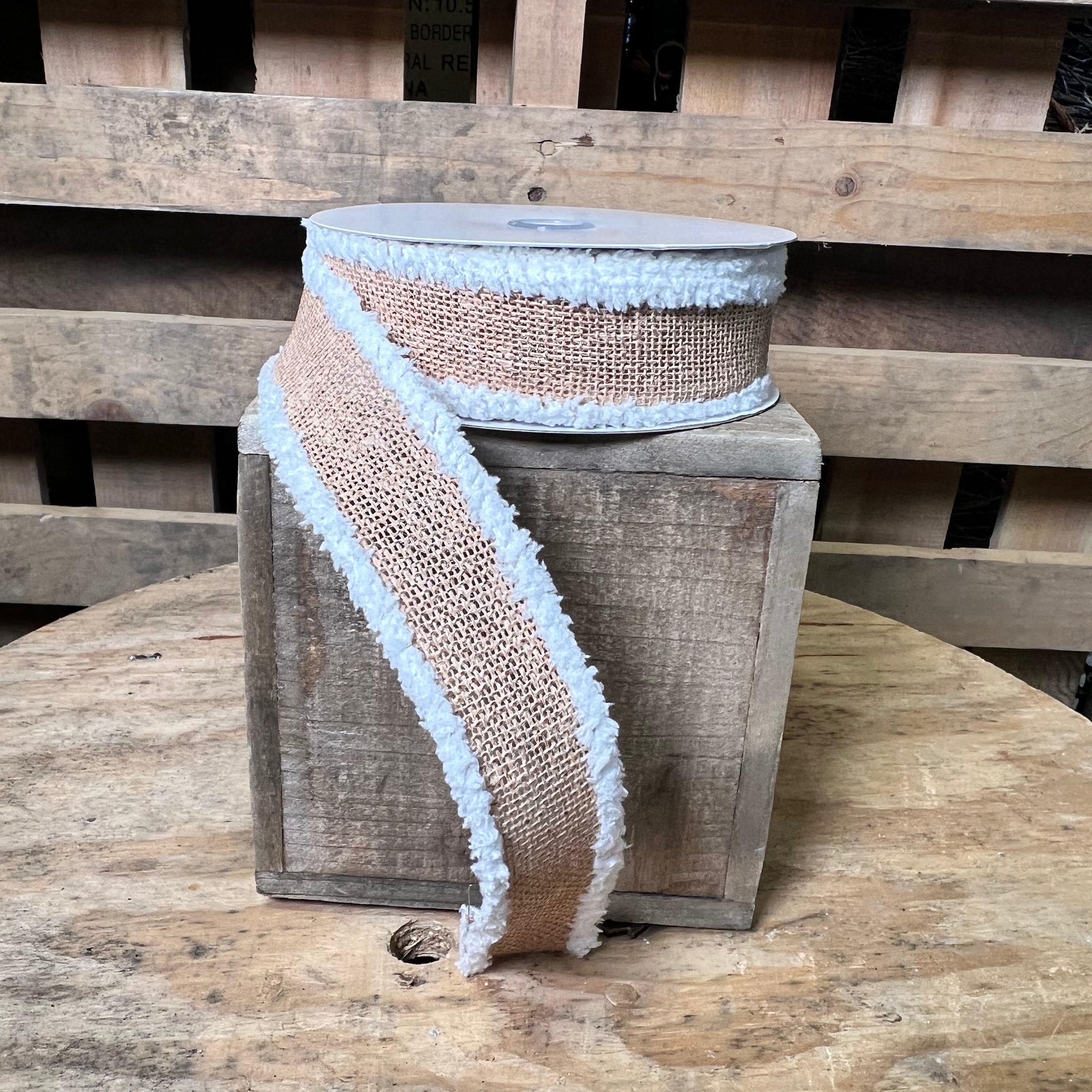 1.5”x 10yd burlap drift edge Wired Ribbon - RG08191
