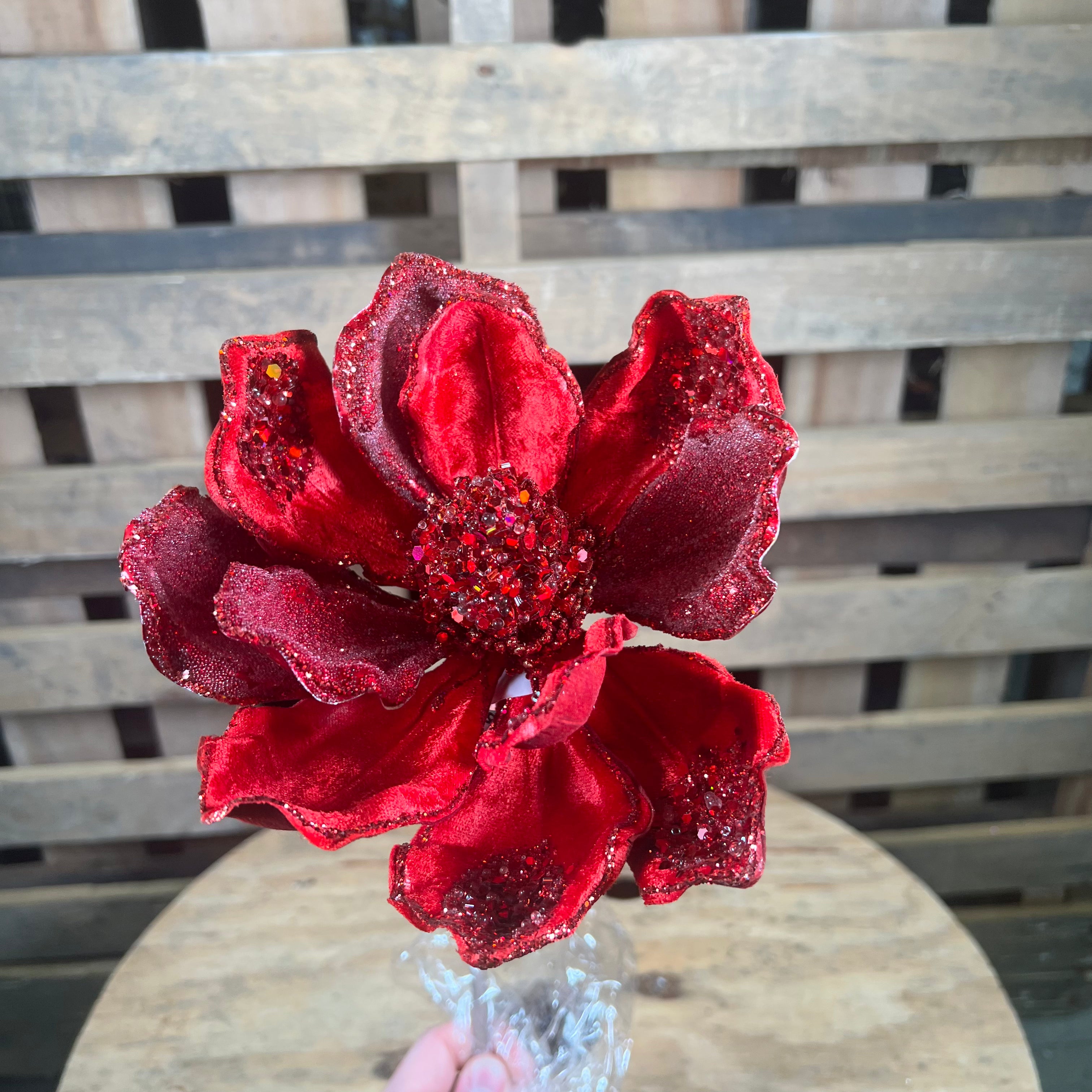 7” Red magnolia stem - Nancy Brown Designer Brand - F18688R