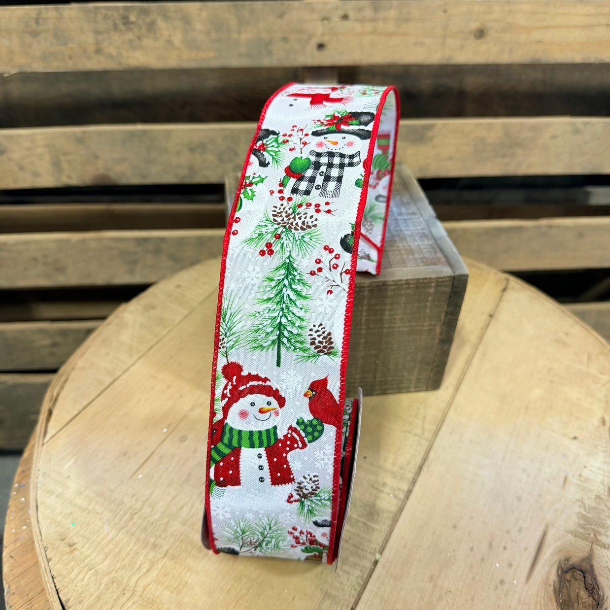 2.5” by 10y Winter snowman Wired Ribbon - RGH1481RT