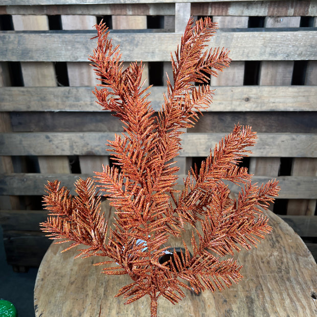 25 Inch orange glitter hemlock spray  - xv766120