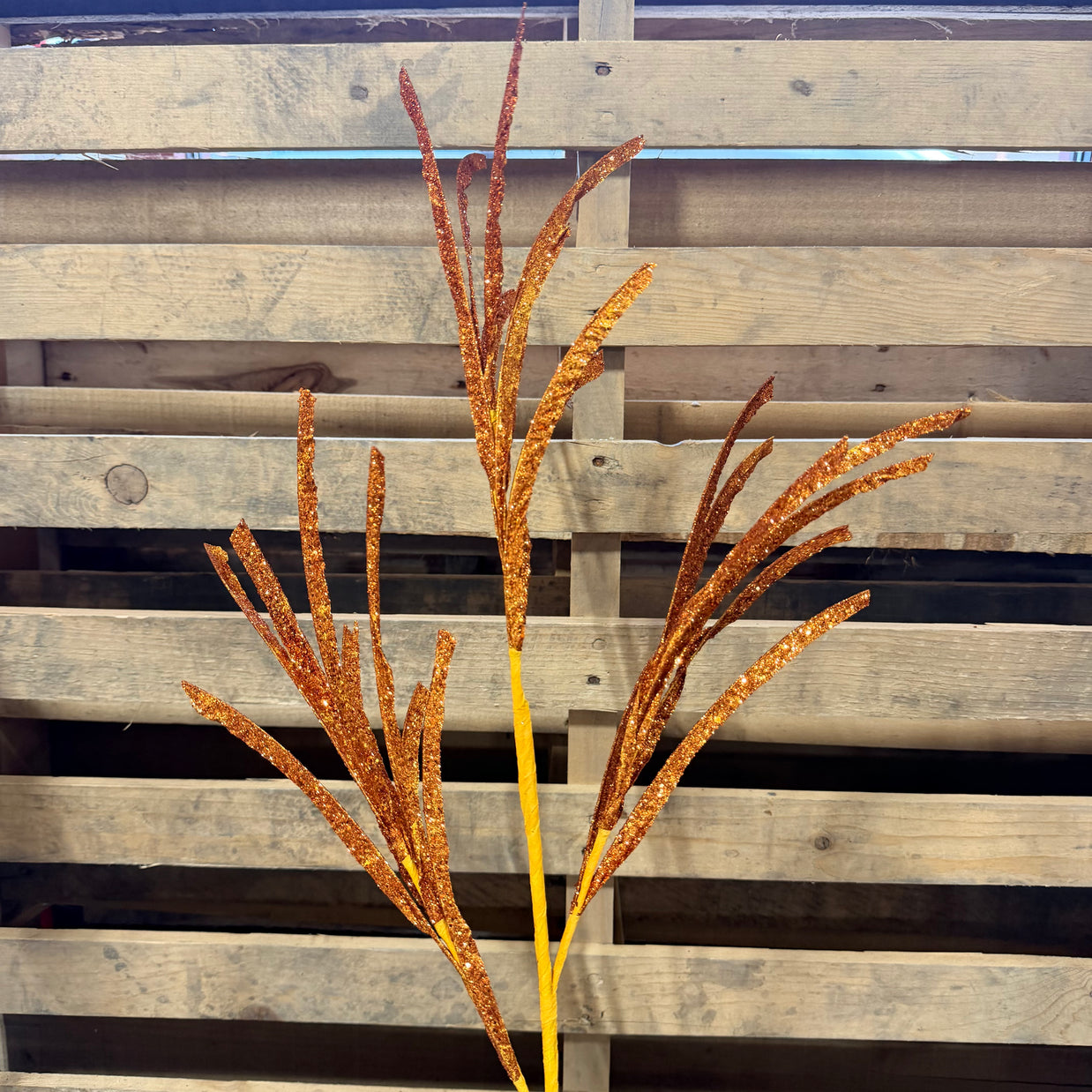 31"L GLITTERED/PAPER GRASS SPRAY - ORANGE - XS104920