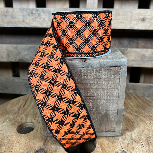 2.5 "X10YD circles and dots Halloween Wired Ribbon - RGF134720