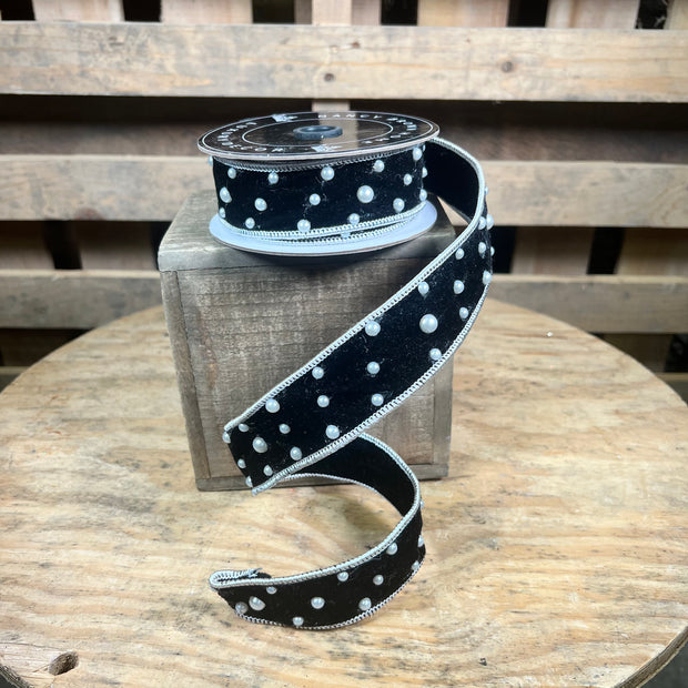 1.5” x 5y black pearl designer ribbon - 25B375BK