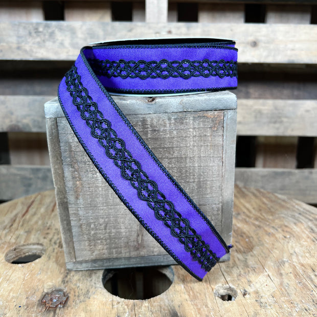 1.5"X10YD purple halloween lace Wired Ribbon - RGC811223
