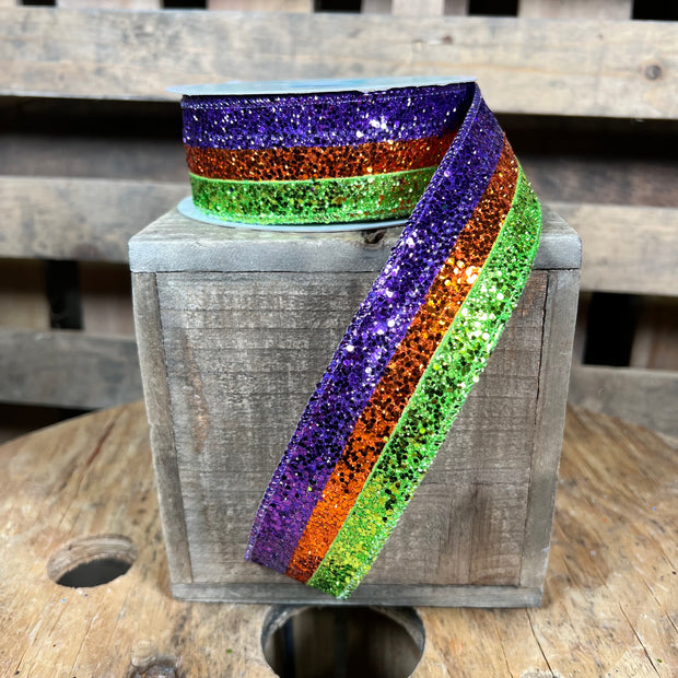 1.5"X10YD glitter stripe Wired Ribbon - RG89819K