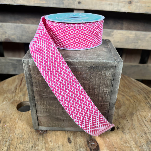 1.5"X10YD pink mini harlequin glitter Wired Ribbon - RGF169507