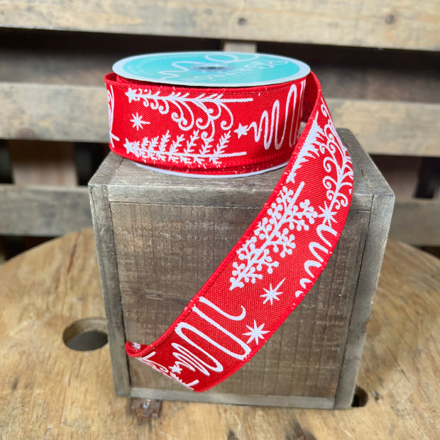 1.5"X10YD Red Christmas tree Wired Ribbon - RGE161724