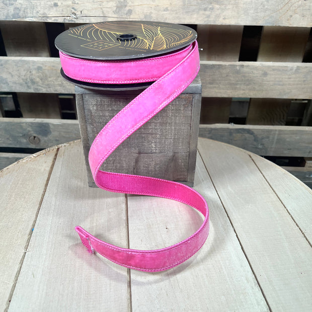 1” x 10y Pink velvet designer ribbon - QK258679