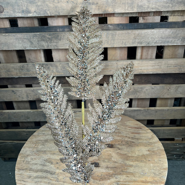 34 ”H Champagne Jumbo Glitter sequin fern  spray - DCSP5003CH