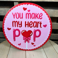 12” Circle metal valentines sucker sign - MD1717F5