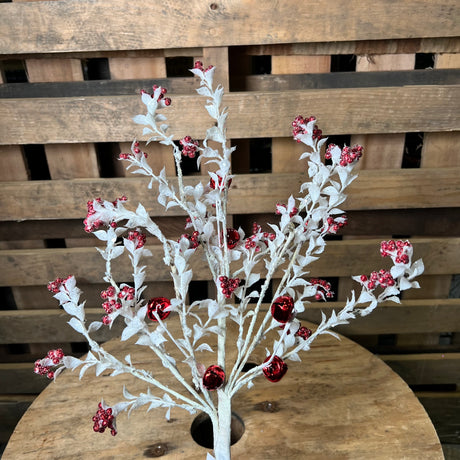 18” white mini leaf bell berry spray - XX881559