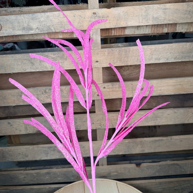 31"L GLITTERED/PAPER GRASS SPRAY - PINK - XS110022