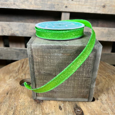 5/8” x 10Y lime green shimmer Wired Ribbon - RGF1089E9