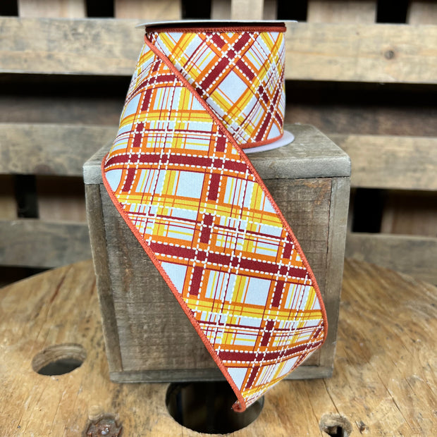 2.5"X10YD Fall dash plaid Wired Ribbon - RGE1850F4