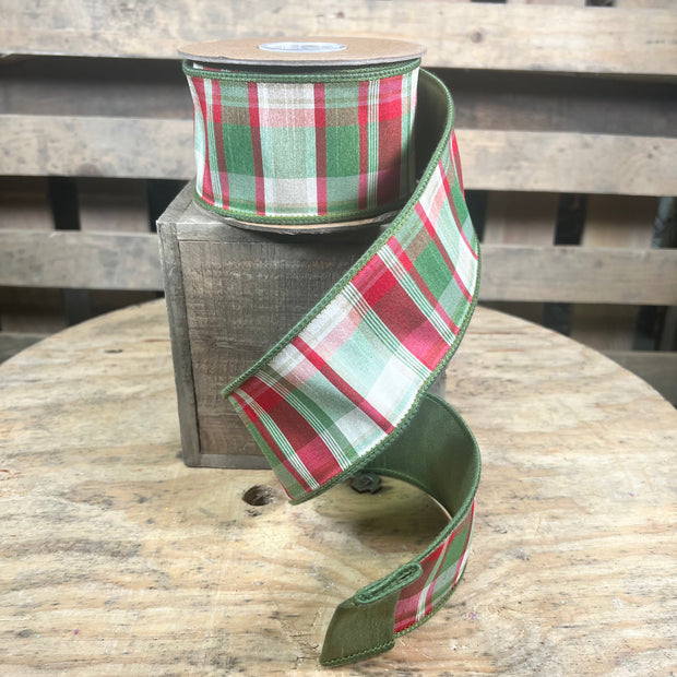 2.5” x 10yd Green plaid w/ dupioni￼
Backing - 5600W-036-63E