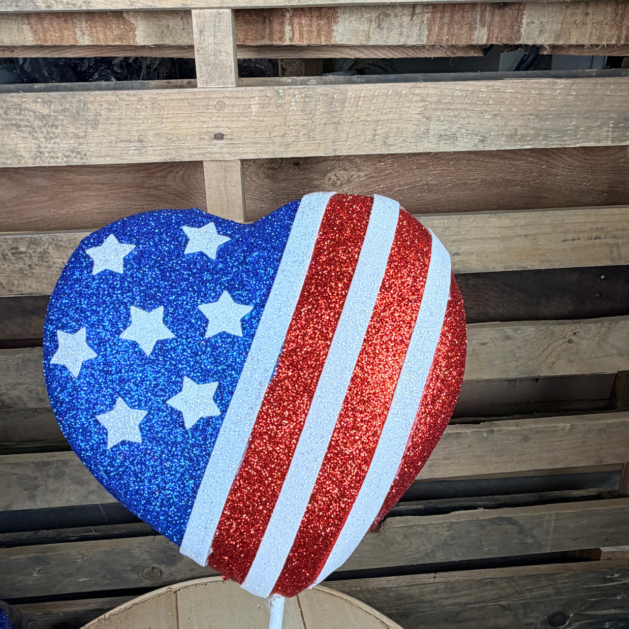 20" Glitter Star Stripe Heart Spray -  74143RWB